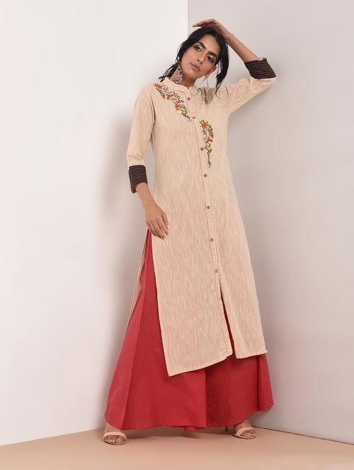 floral embroidered straight kurta - 16011141 - Very Small Image - 1