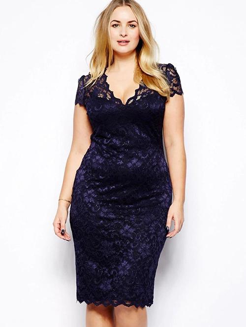 laced plus sheath dress - 16012373 - Very Small Image - 1