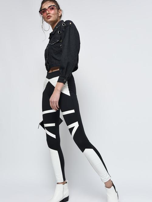 contrast paneled high rise jegging - 16012401 - Very Small Image - 1