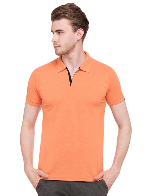 orange solid polo t-shirt - 16012938 - Very Small Image - 1
