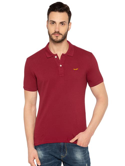 maroon solid polo tshirt - 16012946 - Very Small Image - 1