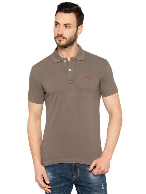 grey solid polo t-shirt - 16012947 - Very Small Image - 1