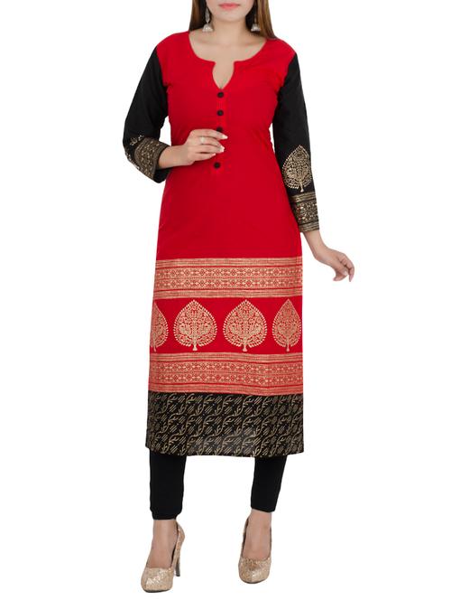 foil print straight kurta - 16012992 - Very Small Image - 1