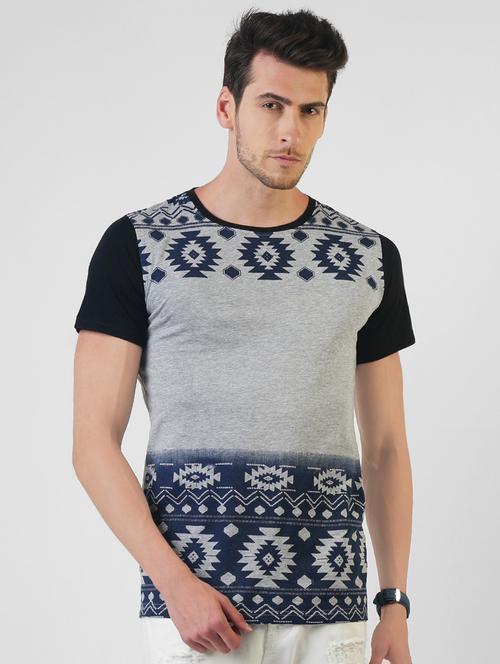 grey geometric printed tshirt - 16013659 - Very Small Image - 1