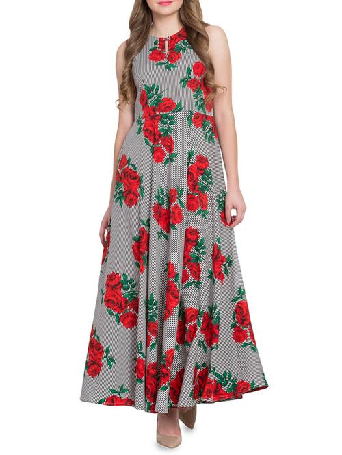 foil print flared kurta - 16013827 - Very Small Image - 1