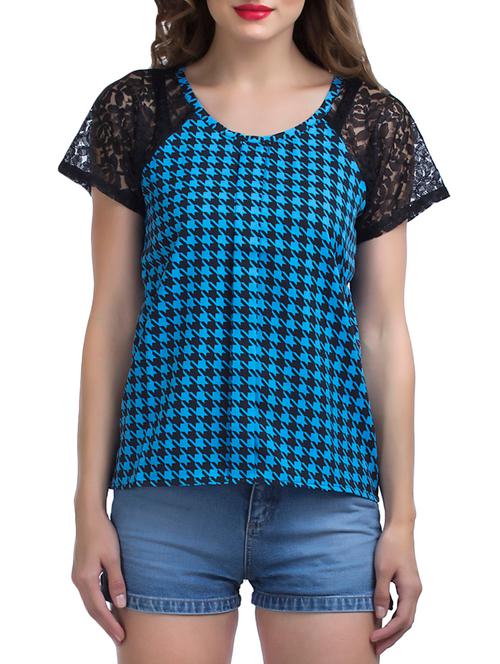 lace sleeved houndstooth top - 16013844 - Very Small Image - 1