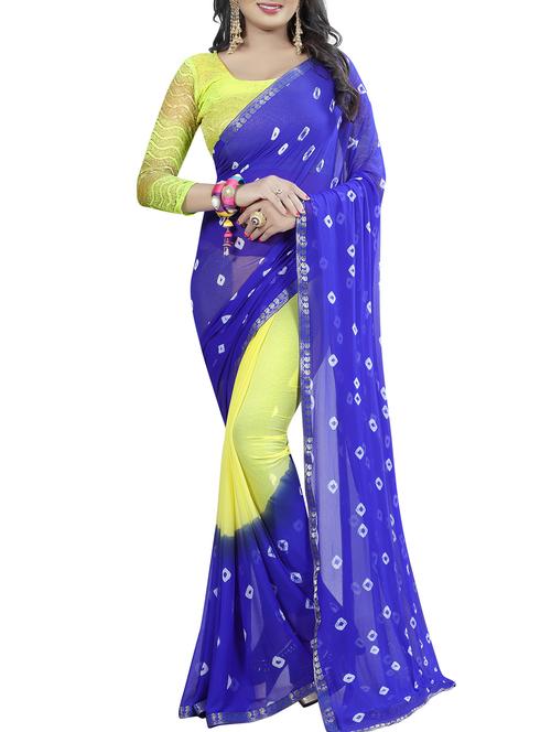 half & half bandhani saree with blouse - 16014003 - Very Small Image - 1