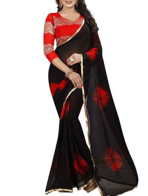 lace border tie & dye saree with blouse - 16014041 - Very Small Image - 1