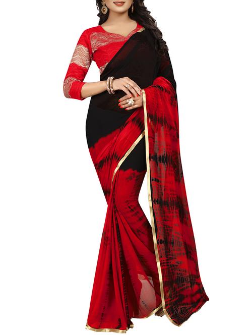 contrast shades shibori saree with blouse - 16014049 - Very Small Image - 1