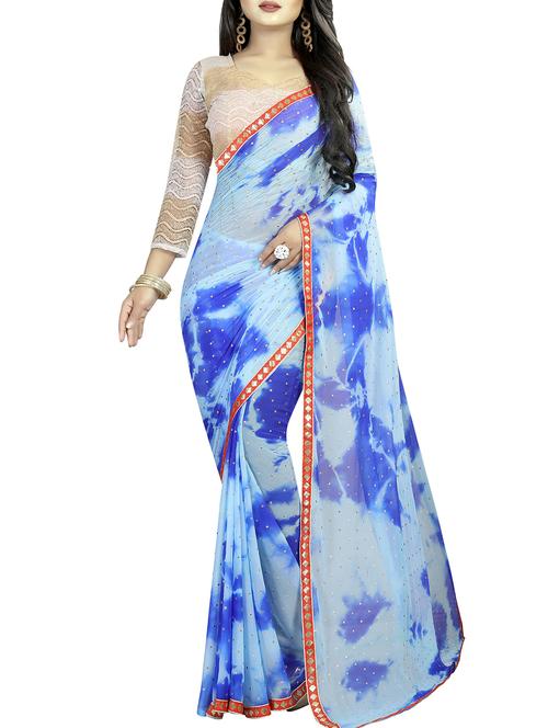 pita embellished tie & dye saree with blouse - 16014051 - Very Small Image - 1