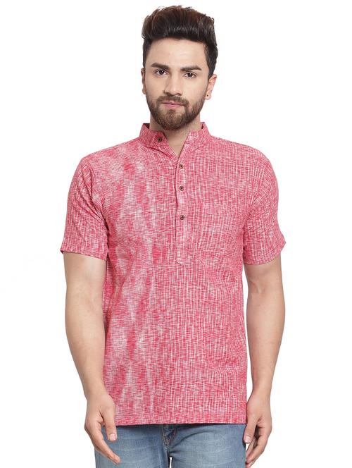 red cotton short kurta - 16015089 - Very Small Image - 1