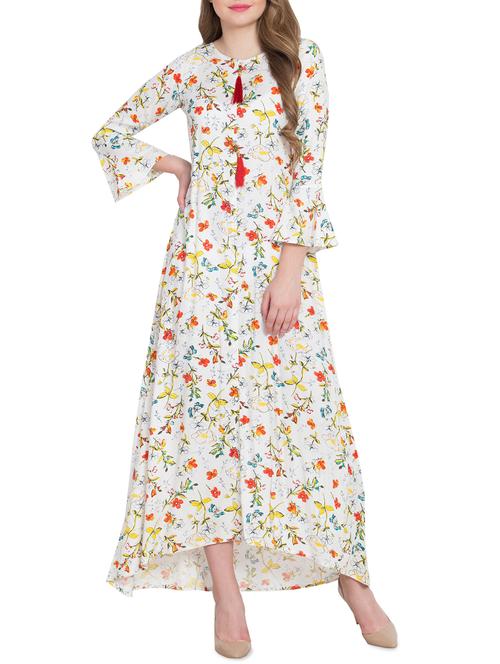 tassel detail floral high low dress - 16015147 - Very Small Image - 1
