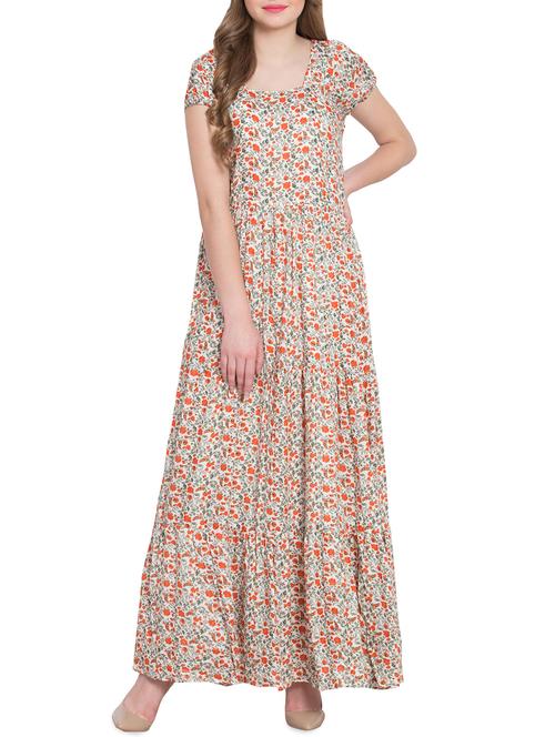 floral flared maxi dress - 16015152 - Very Small Image - 1