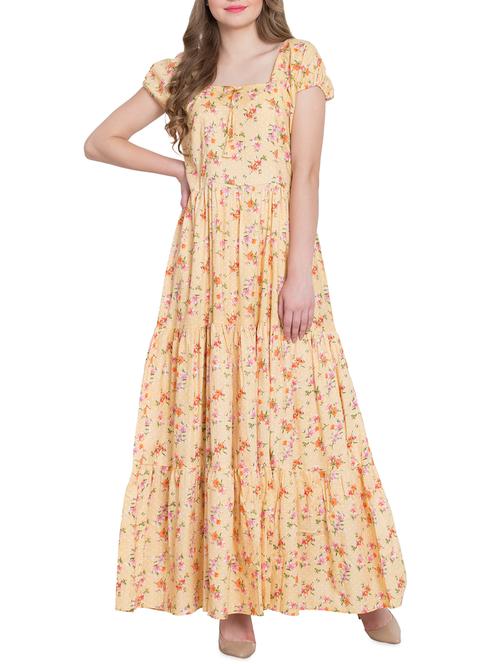 polka dots floral flared maxi dress - 16015153 - Very Small Image - 1