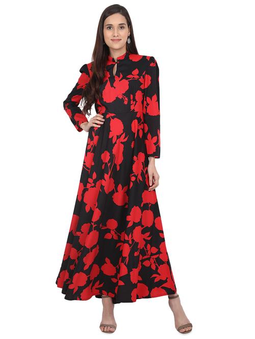 floral flared maxi dress - 16015164 - Very Small Image - 1