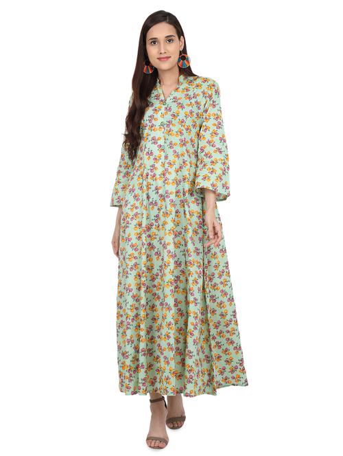 floral flared maxi dress - 16015169 - Very Small Image - 1