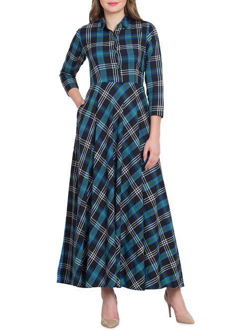 pocket detail checkered maxi dress - 16015172 - Very Small Image - 1