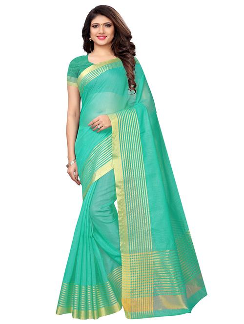 striped zari border woven saree with blouse - 16015904 - Very Small Image - 1