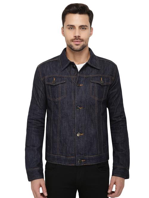 dark blue solid denim jacket - 16016161 - Very Small Image - 1