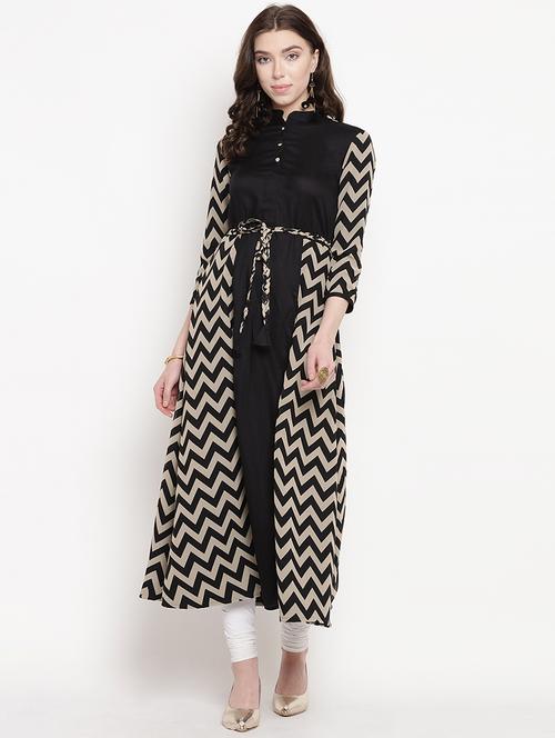 chevron a-line kurta - 16016533 - Very Small Image - 1