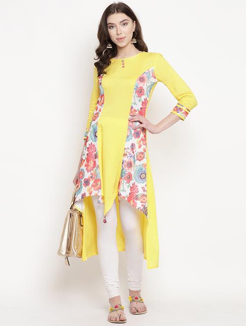 floral panel asymmetric kurta - 16016552 - Very Small Image - 1