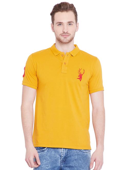 yellow solid polo tshirt - 16016581 - Very Small Image - 1