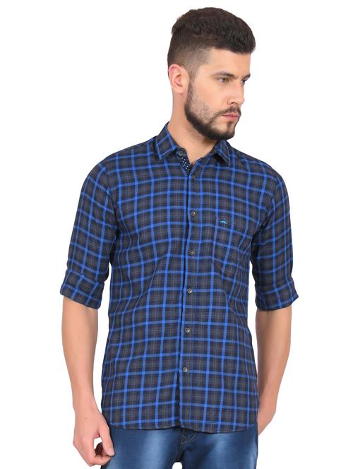blue cotton casual shirt - 16016633 - Very Small Image - 1