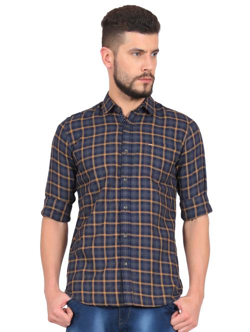 navy blue cotton casual shirt - 16016635 - Very Small Image - 1