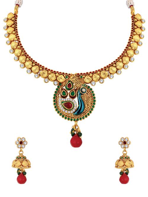 multi colored brass necklaces and earring - 16016661 - Very Small Image - 1