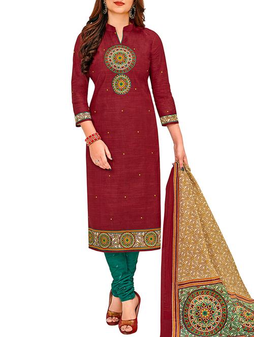 printed churidaar suit unstitched suit - 16016692 - Very Small Image - 1