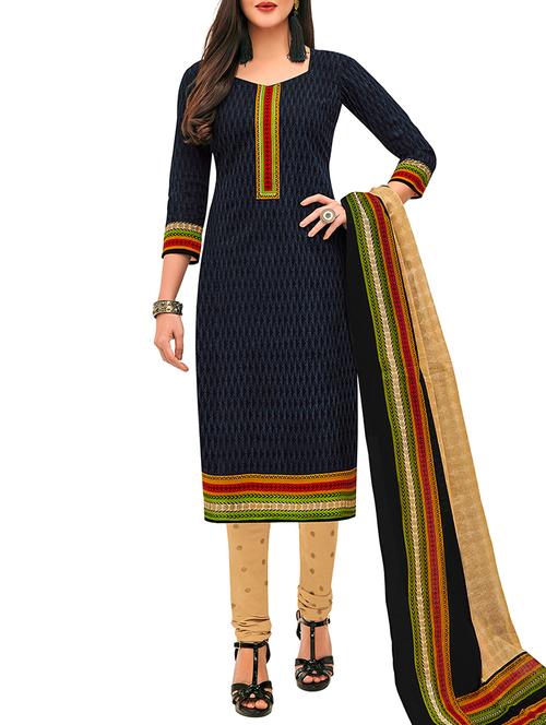 printed churidaar suit unstitched suit - 16016694 - Very Small Image - 1