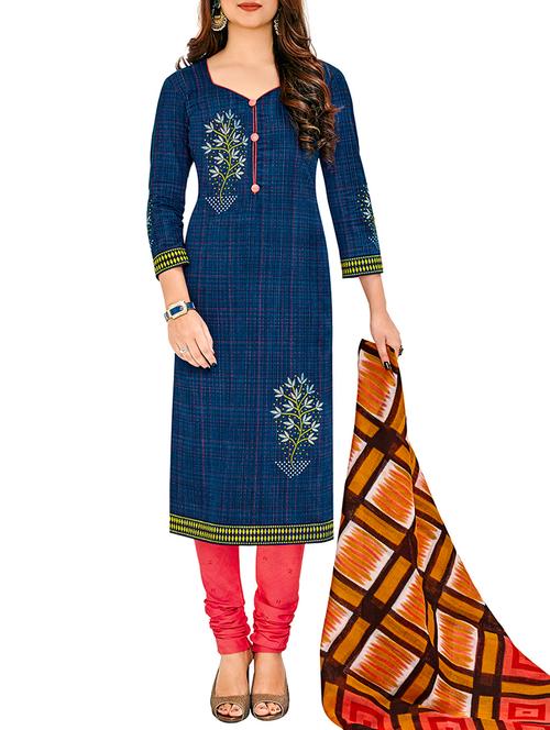 printed churidaar suit unstitched suit - 16016699 - Very Small Image - 1