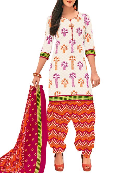 printed straight unstitched suit - 16016700 - Very Small Image - 1