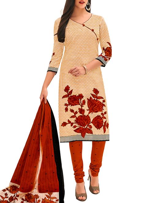 printed churidaar unstitched suit - 16016706 - Very Small Image - 1