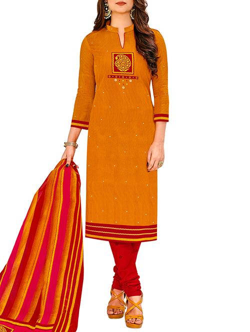 printed churidaar unstitched suit - 16016711 - Very Small Image - 1