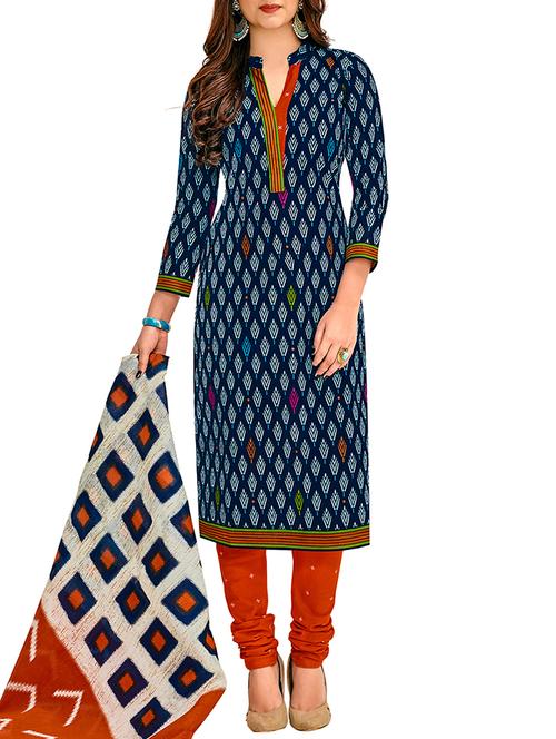 printed churidaar unstitched suit - 16016727 - Very Small Image - 1