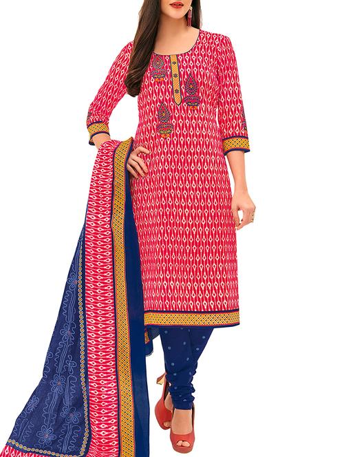 printed churidaar unstitched suit - 16016731 - Very Small Image - 1