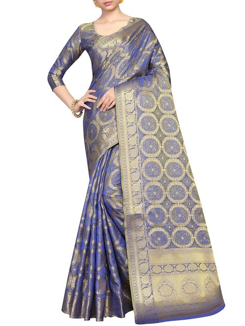 zari woven saree with blouse - 16016914 - Very Small Image - 1