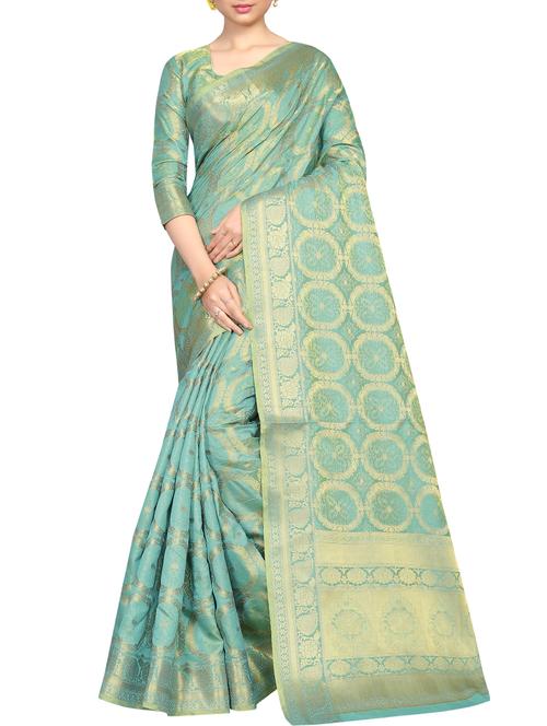 zari woven saree with blouse - 16016915 - Very Small Image - 1