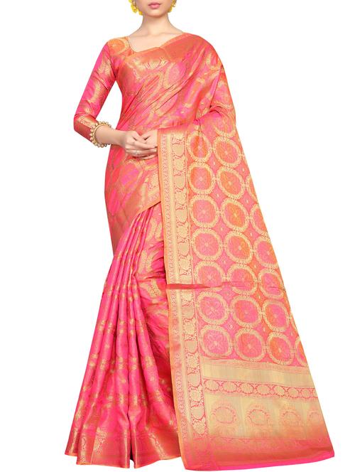 zari woven saree with blouse - 16016916 - Very Small Image - 1