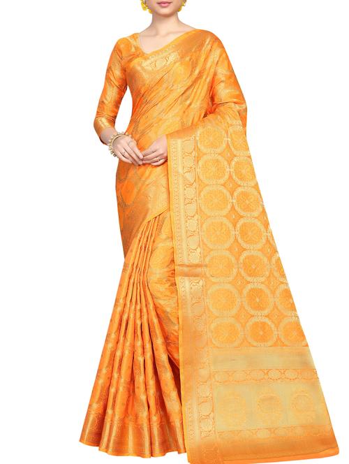 zari woven saree with blouse - 16016918 - Very Small Image - 1