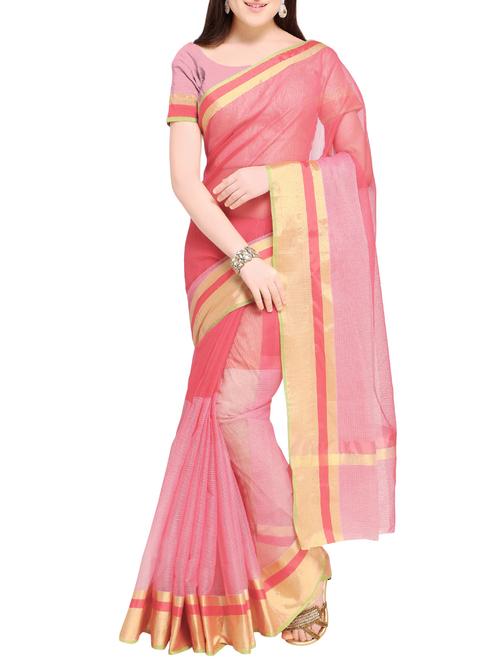 zari work solid saree with blouse - 16016931 - Very Small Image - 1