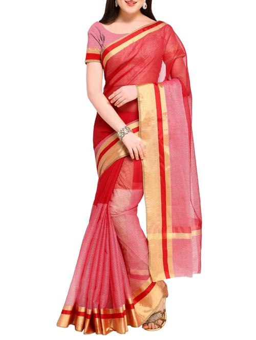 zari work bordered saree with blouse - 16016932 - Very Small Image - 1