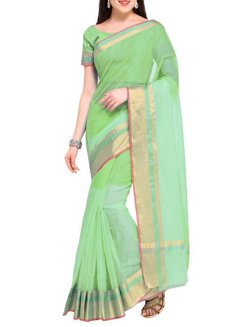 zari work bordered saree with blouse - 16016933 - Very Small Image - 1