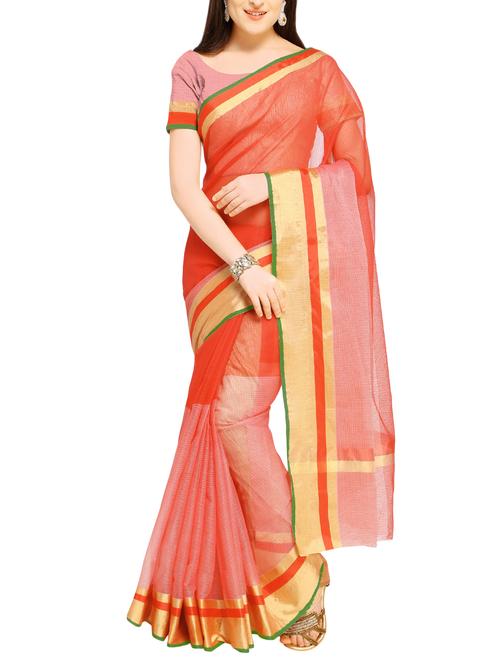 zari work bordered saree with blouse - 16016934 - Very Small Image - 1
