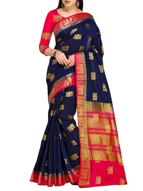 conversational woven saree with blouse - 16016943 - Very Small Image - 1