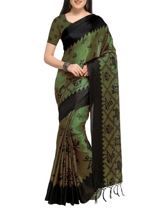 olive. warli printed saree with blouse - 16016945 - Very Small Image - 1