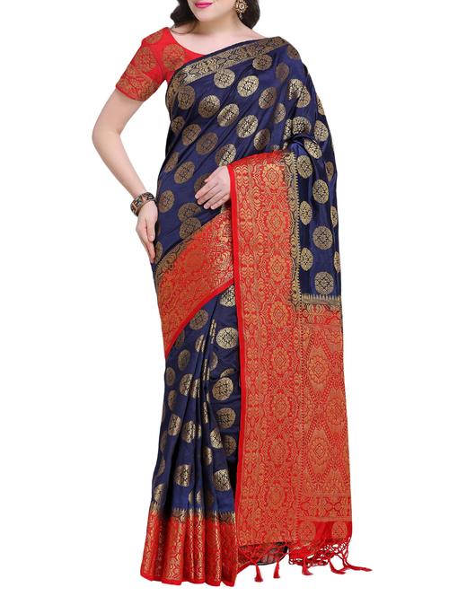 zari kanjivaram saree with blouse - 16016950 - Very Small Image - 1