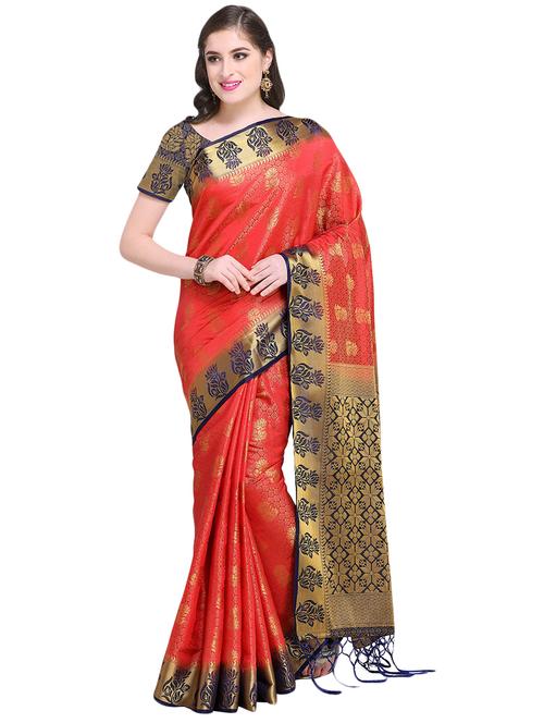 zari kanjivaram saree with blouse - 16016953 - Very Small Image - 1