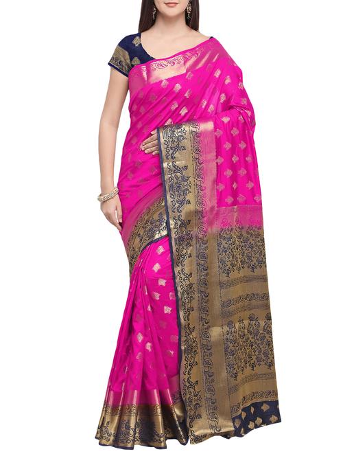 zari woven saree with blouse - 16016961 - Very Small Image - 1